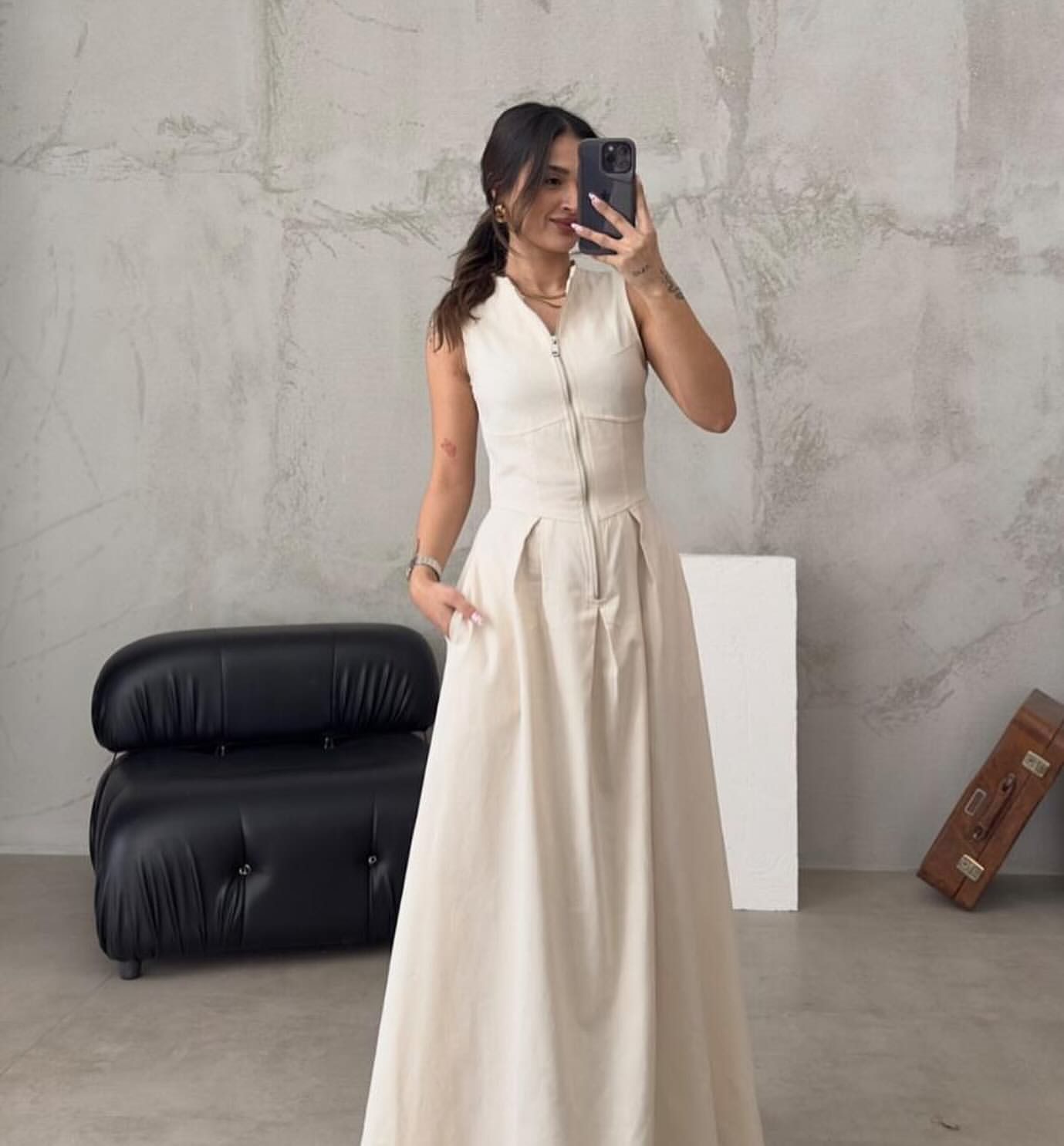 Zipped power maxi dress