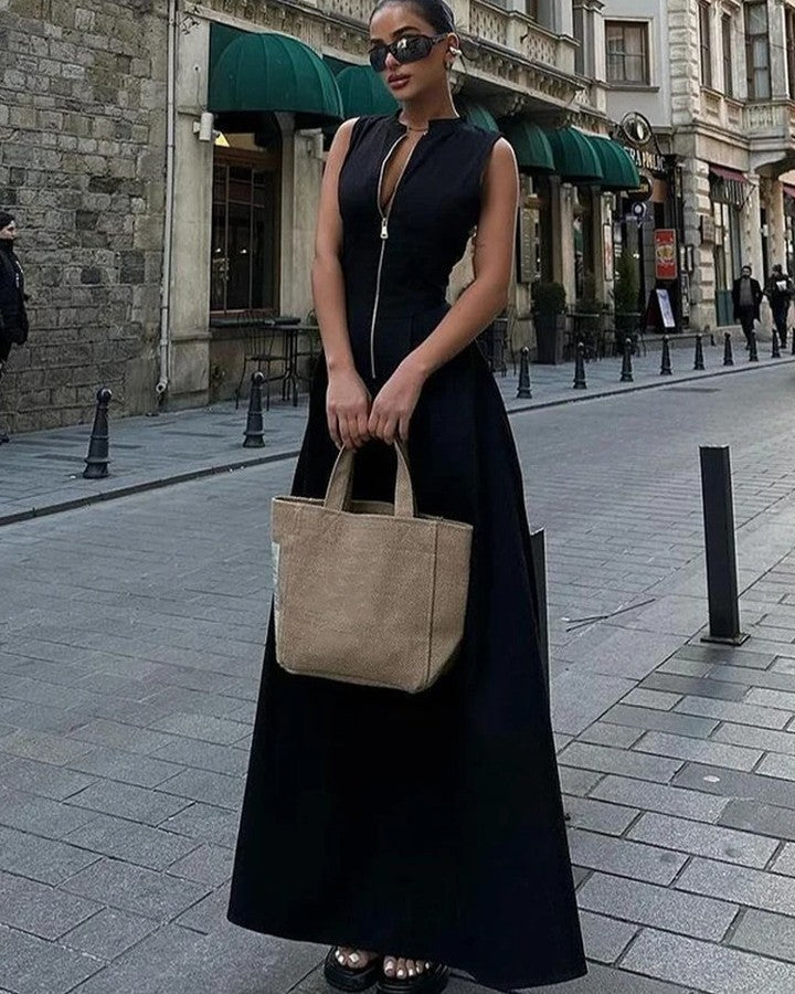Zipped power maxi dress