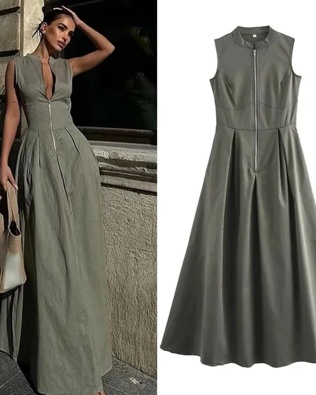 Zipped power maxi dress