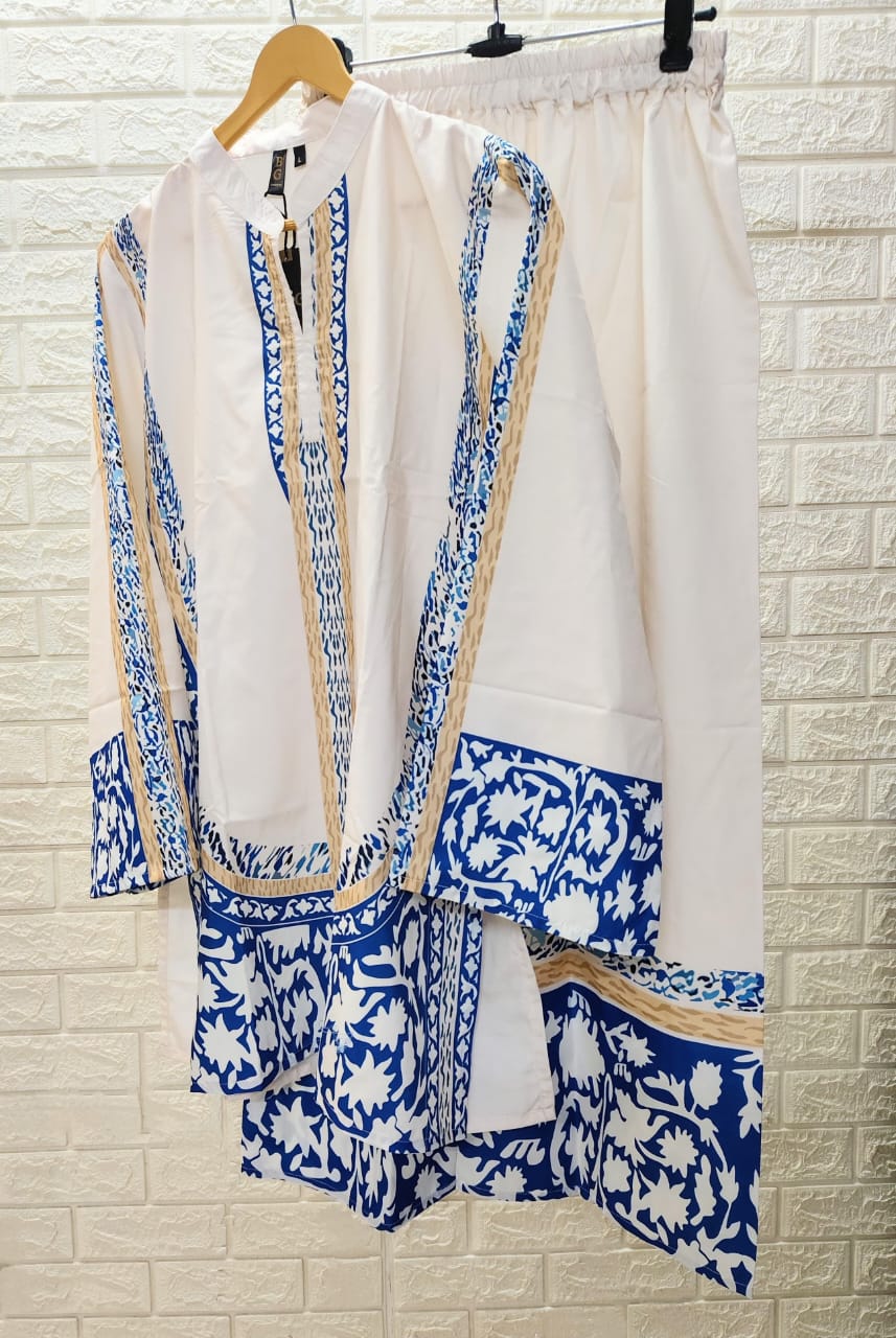 Blue tile print co-ord set , kurta set