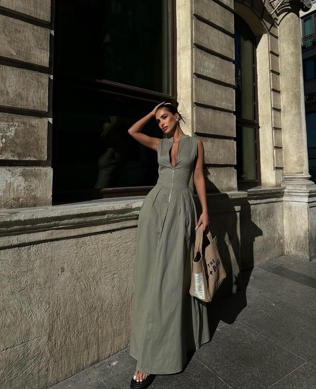Zipped power maxi dress