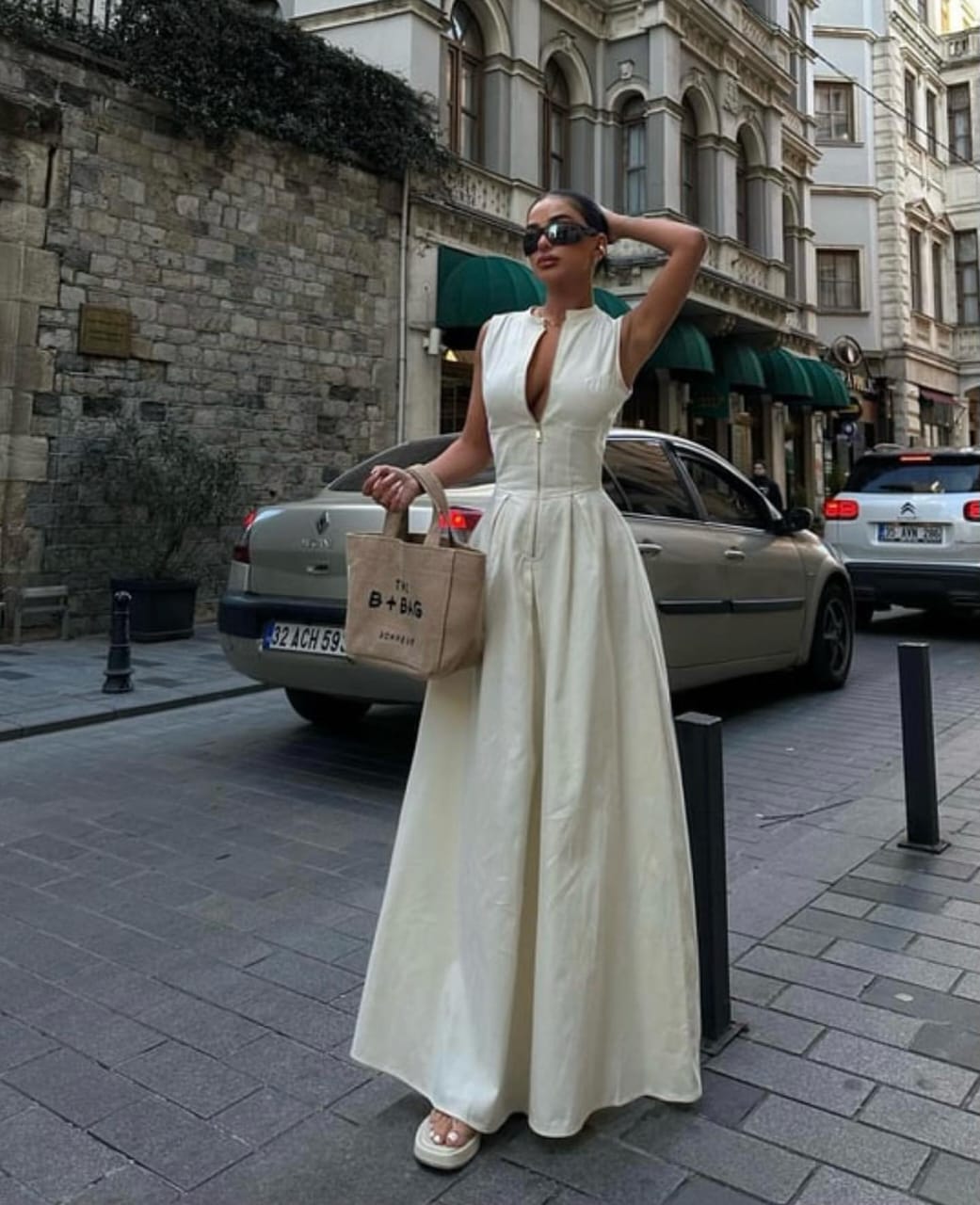 Zipped power maxi dress
