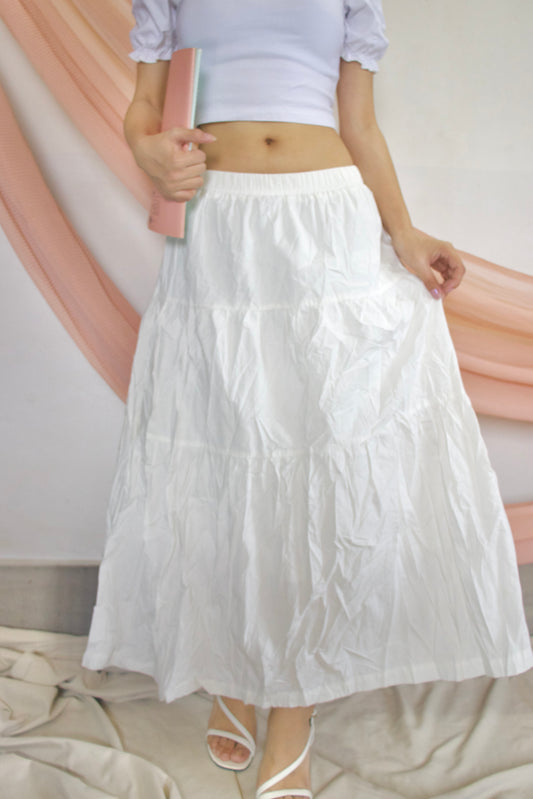 Ivory cascade maxi skirt Tiered skirt