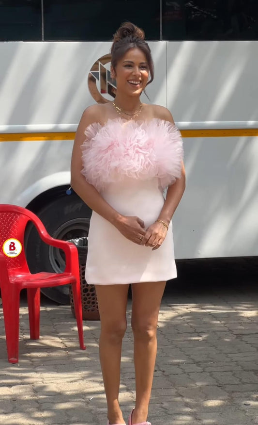Ruffle baby pink  mini dress