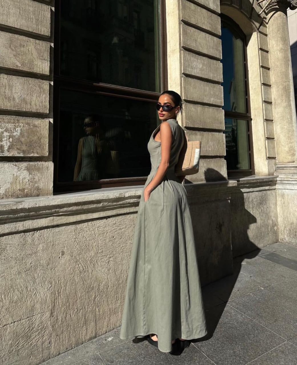 Zipped power maxi dress