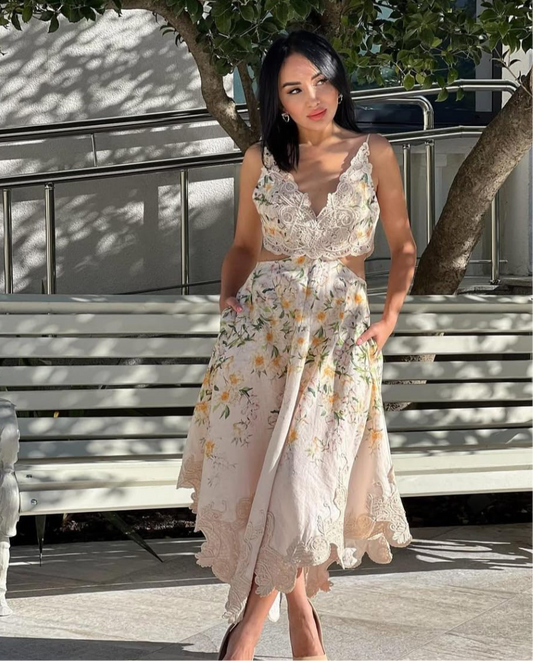 White floral  A line dress