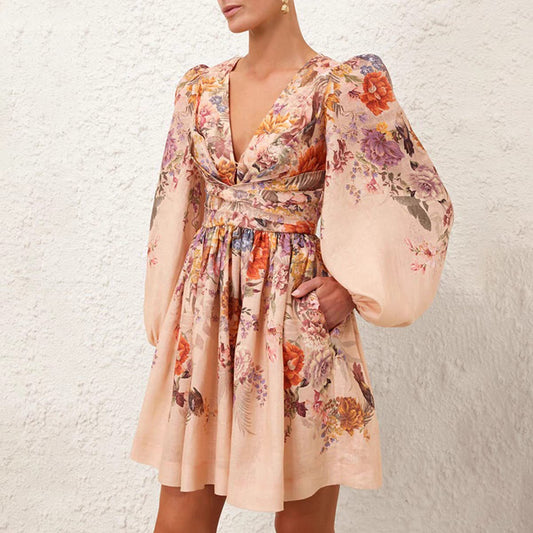 V neck floral dress